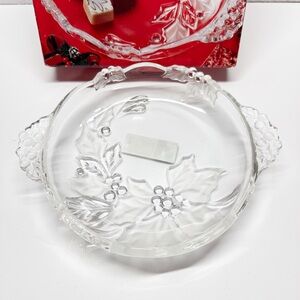 Mikasa Festive Holly Christmas Bloom Sweet Dish 8” German Crystal Candy Dish